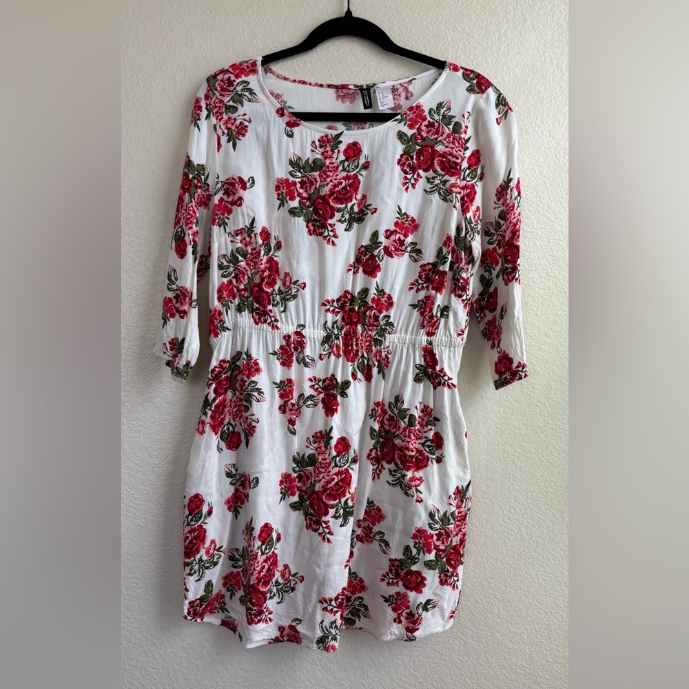 H&M Divided Red and Green Floral Dress